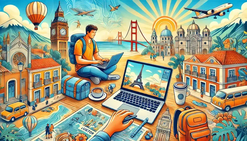 Digital nomad travel collage